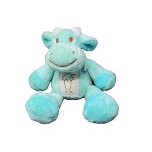 Blankets & Beyond Cow Rattle Plush Teal Blue Green Ice Cream Sundae Belly Lovey